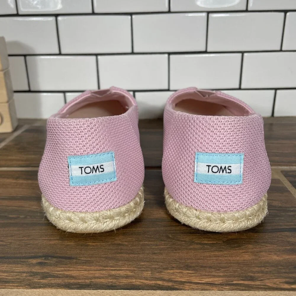 Toms Alpargata Rope Shoes Womens Size 9.5 Chalky Pink Repreve Knit Slip On Flats